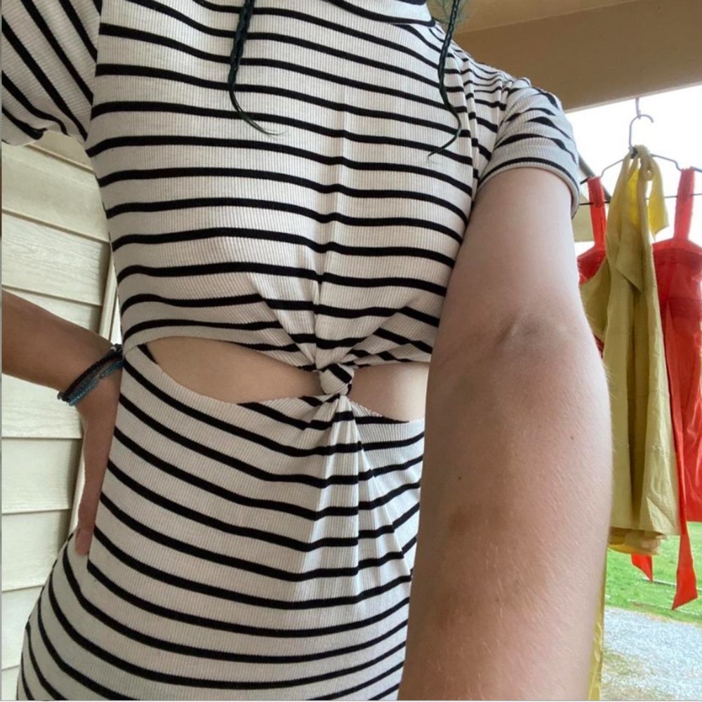 Striped Mock Neck Dress